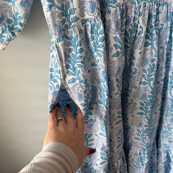SZ BLOCKPRINTS Tuckernuck Lavender and Cornflower Blue Gaia Dress - Picture 7 of 14